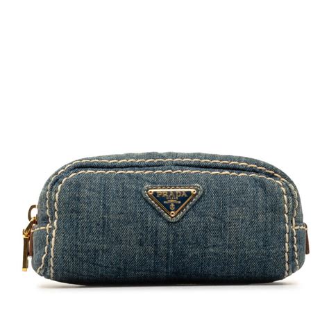 prada denim cosmetic pouch|Prada nylon makeup pouch.